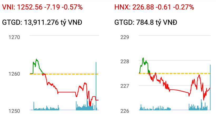 VN-Index và HNX-Index đều giảm điểm trong phiên cuối tuần 8/11, cho thấy áp lực bán vẫn hiện hữu trên thị trường.