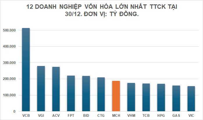 Những doanh nghiệp có vốn hóa lớn nhất thị trường chứng khoán vào 30/12