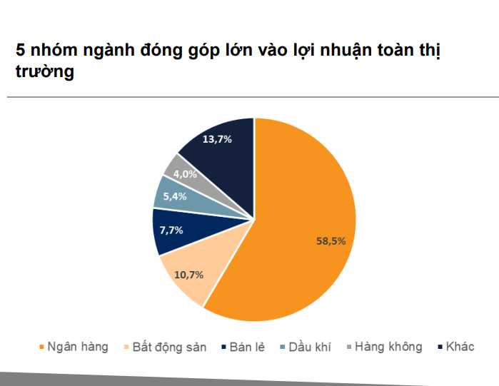 5 nhóm ngành đóng góp lớn vào lợi nhuận toàn thị trường