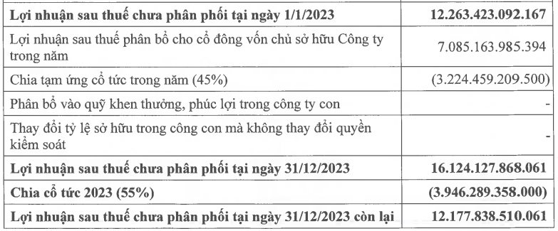 Masan Consumer Chia Cổ Tức "Khủng" 268% Năm 2023 1 Bảng thông tin lợi nhuận và cổ tức của Masan Consumer