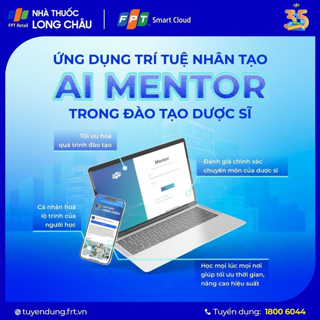 Công nghệ AI nâng tầm chăm sóc sức khỏe tại FPT Long Châu 2 Công nghệ AI còn được ứng dụng mạnh mẽ trong việc đào tạo nội bộ của FPT Long Châu