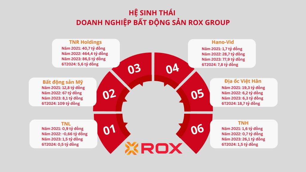 “Cơn gió ngược” thổi qua mảng bất động sản của ROX GROUP 2 Hệ sinh thái doanh nghiệp bất động sản của ROX GROUP. Ảnh: Nhịp sống kinh doanh