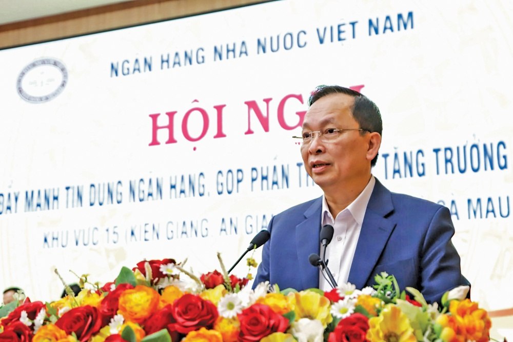 Tín dụng thúc đẩy kinh tế ĐBSCL 2025 2 Phó thống đốc Đào Minh Tú phát biểu tại hội nghị đẩy mạnh tín dụng ngân hàng