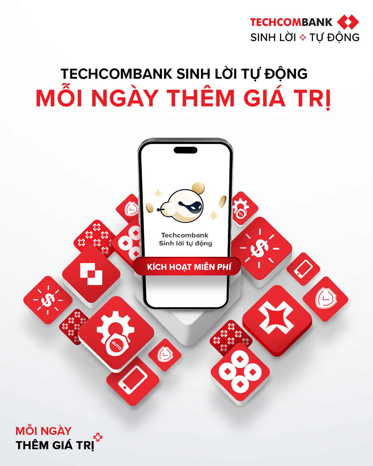 Sinh lời tự động Techcombank 2.0 khai phá tiềm năng dòng tiền nhàn rỗi 1 Với mức lợi suất tối ưu lên đến 4%/năm, khách hàng có thể hưởng lợi cao hơn gấp 80 lần so với khi không kích hoạt tính năng Techcombank Sinh lời tự động.