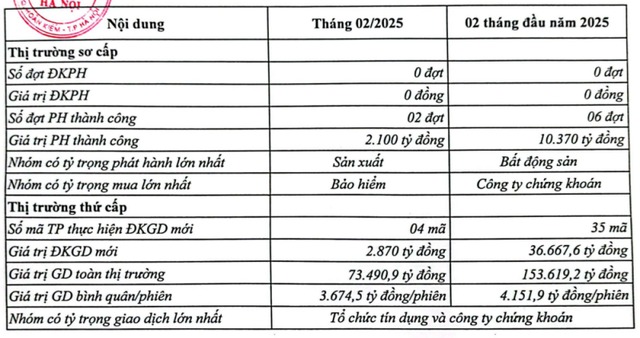 Thị trường có hai đợt phát hành trái phiếu doanh nghiệp riêng lẻ tháng 2/2025 2 Thống kê thị trường trái phiếu doanh nghiệp riêng lẻ tháng 2/2025 - 60s hôm nay