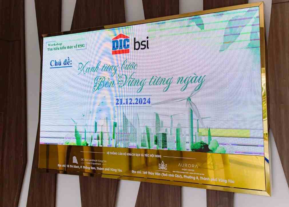 DIC tiên phong ESG, hành trình 35 năm không ngừng tiến bước 2 Workshop (thảo luận) “Tìm hiểu ESG và phát triển bền vững” thu hút hơn 1.000 nhân sự được DIC tổ chức vào tháng 12/2024