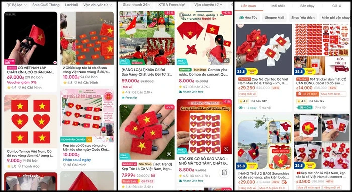 Hơn 57.000 sản phẩm thời trang, phụ kiện yêu nước bán trước Quốc khánh 2/9
