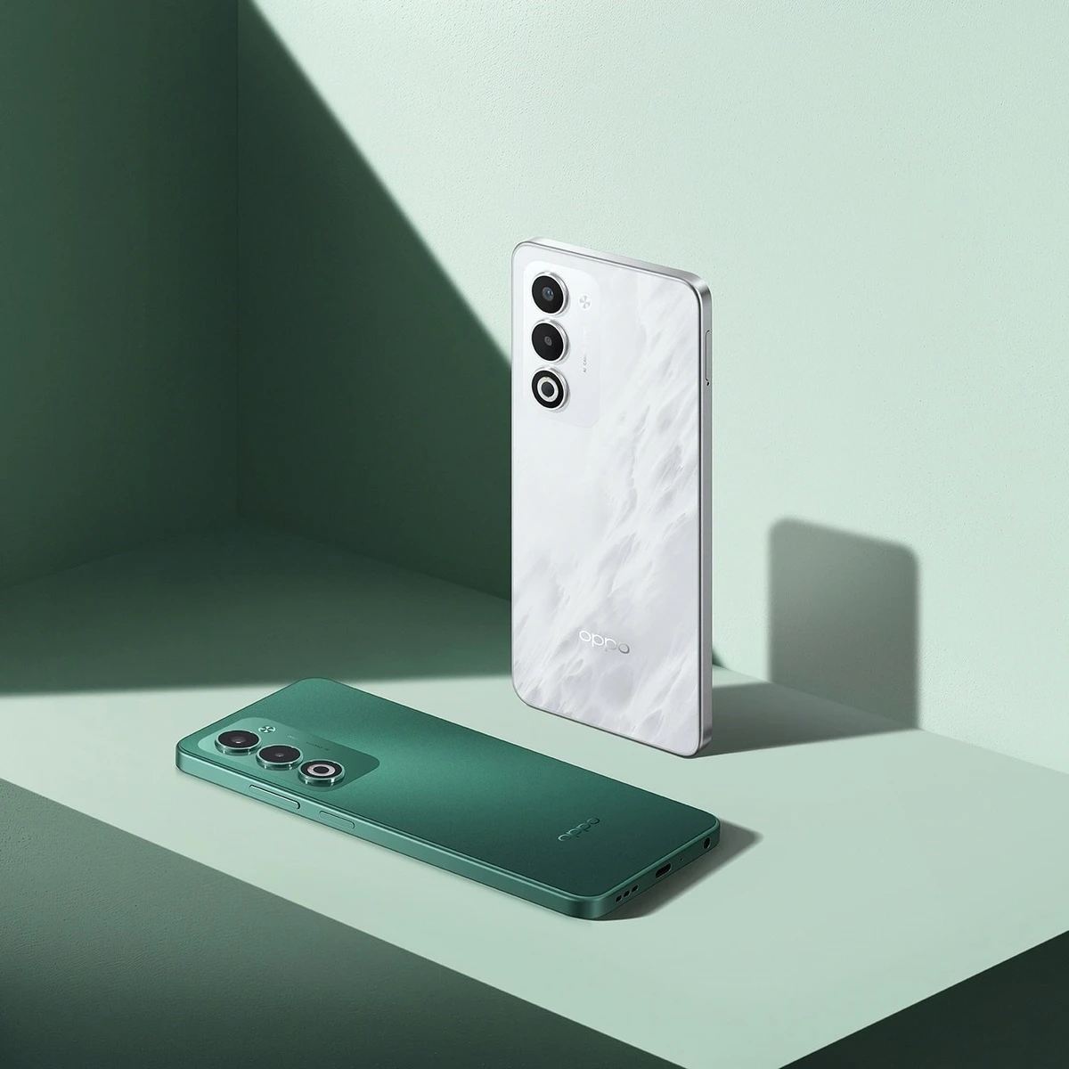 Oppo A5 sở hữu thiết kế thời trang với viền vuông trendy cùng 2 phiên bản trắng và xanh sành điệu. Ảnh: Oppo