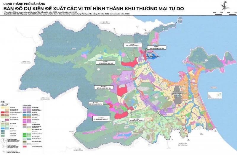 ản đồ dự kiến đề xuất các vị trí hình thành Khu Thương mại tự do. Nguồn: UBND TP Đà Nẵng.