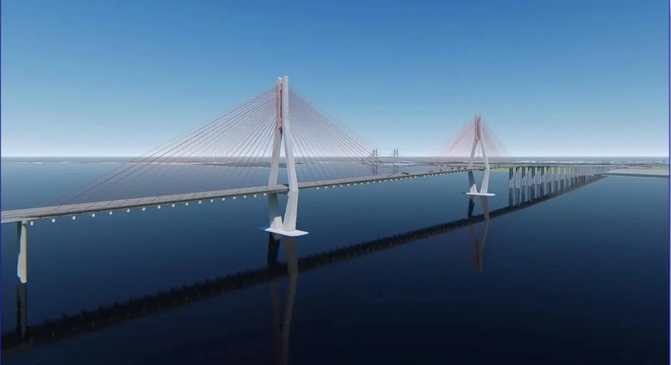 Cầu Cát Lái (phối cảnh) được người dân Đồng Nai và TP.HCM mong mỏi hàng chục năm qua. Ảnh TVTK - 60s Hôm nay