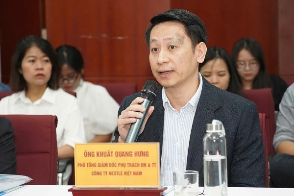 Ông Khuất Quang Hưng, Phó Tổng Giám đốc phụ trách Đối ngoại và Truyền thông, Công ty Nestlé Việt Nam chia sẻ. Ảnh: tinnhanhchungkhoan.vn