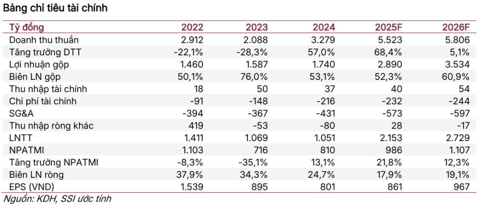 Chỉ tiêu tài chính KDH