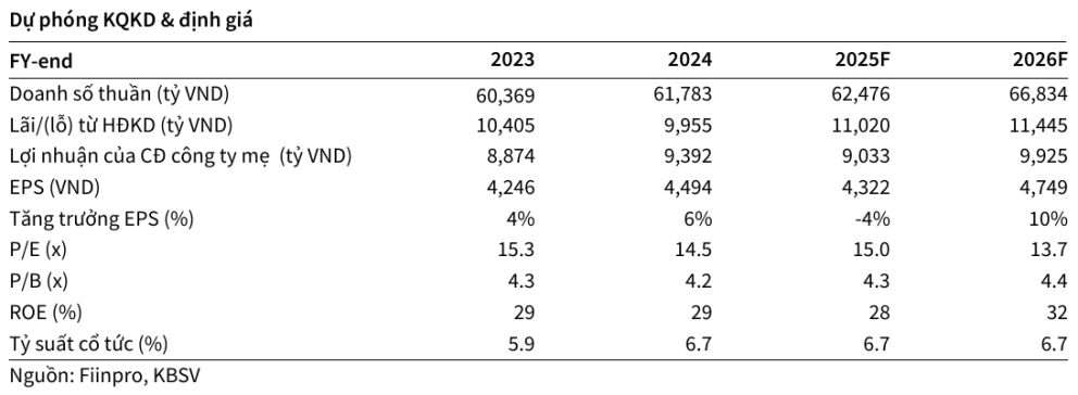 Dự phóng KQKD VNM